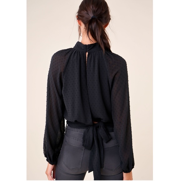 Mock Neck Crop Blouse - Picture 2 of 7